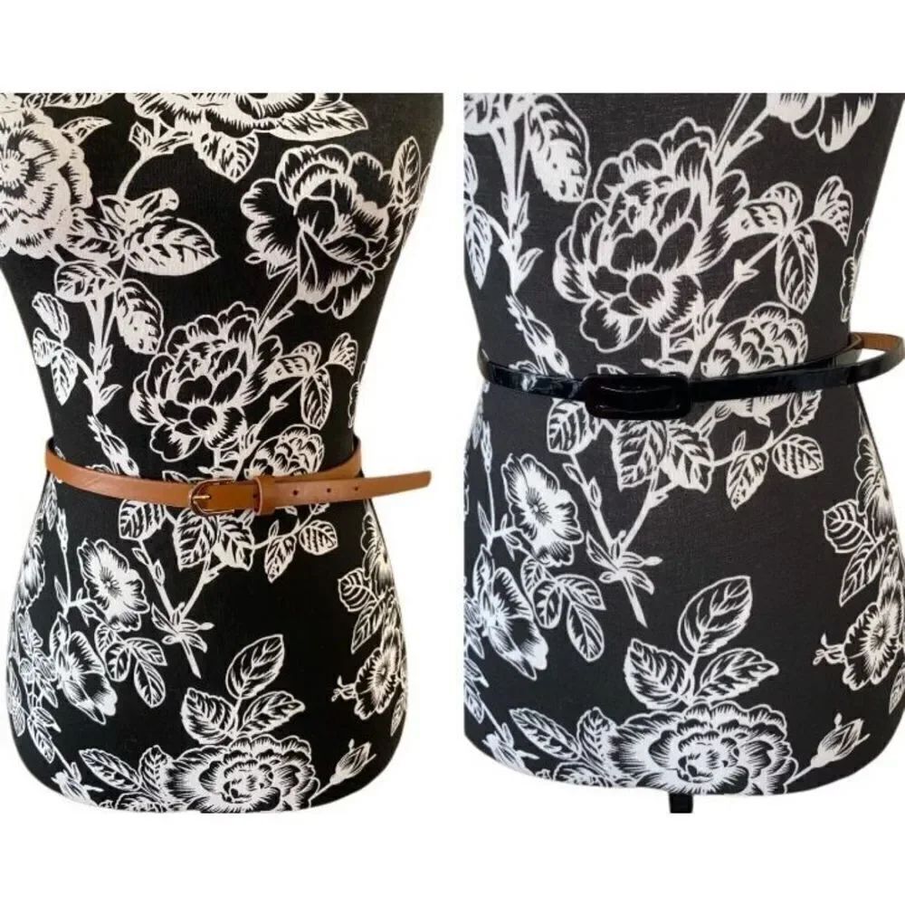 Lot Of 2 Skinny Belts Medium Large Formal Buckle Adjustable Everyday Accessories